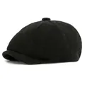 Gorro docker clásico de pana negra con diseño retro sin ala y detalle de botón - Talla Única(56-61cm) / Negro