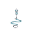 Piercing per ombelico in acciaio con serpente argento e cristalli blu cielo vivaci - Argento/Zirconia Blu Lago