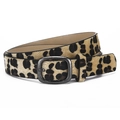 Leopard print faux leather belt with vintage silver-tone square buckle for women - 106*2.8cm / Leopard Print