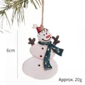 Mini figurine de bonhomme de neige en résine avec chapeau rouge pour sapin de Noël - Bonhomme de neige à écharpe bleue