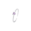 S925 sterling silver adjustable ring featuring a vibrant purple heart-shaped zircon stone - Purple Zirconia/Silver Color