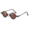 Steampunk Rundrahmen Sonnenbrille in durchscheinendem Braun mit dunkelbraunen Gläsern - Gebürstete Antike Bronze/Transparentes Tee