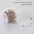 Champagne gold 5-star bead chain 10m roll for Christmas tree and wedding decoration - Champagne Five-pointed Star Bead Chain 10m