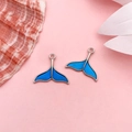Blue whale tail enamel pendant with silver metal edges for DIY jewelry making - White K Blue Drip Oil Mermaid Tail (20x17mm)