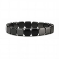 Bracelet pour hommes avec perles d'hématite irrégulières et pierres carrées noires - Perles carrées arrondies