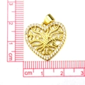 Detailed view of golden heart tree of life pendant showing 1.8cm size with a ruler - #9 Hollow Tree of Life Heart