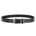Ceinture classique en cuir noir avec boucle ardillon argentée et fini texturé pour femme - Motif serpent noir