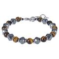 Bracelet perlé bohème avec œil de tigre brun et perles d'hématite magnétique à la mode - Bracelet Oeil de Tigre Jaune