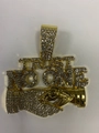 Collier doré Trust No One avec pendentif poignée de main et strass étincelants - Pendentif simple en or (sans chaîne)