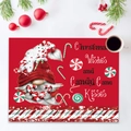 Christmas gnome placemat in festive red with candy cane and holiday greetings - Gnome Pattern