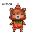 Detail of Christmas bear foil balloon in festive brown and red colors, size 48x83cm - Large Shaped Christmas Bear / 48x83cm