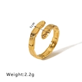 18K gold plated stainless steel snake shaped open ring with detailed texture - Jointed Notched Open Style (NB-R2023010)
