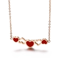 Collana in oro rosa con ciondoli a cuore rossi e catena a maglie sottili - Stile Cuore in Smalto Rosso (KN89995-KFC) / Oro rosa