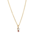 Titanium steel gold necklace with a white pearl and pink zircon stone birthstone pendant - July Necklace