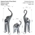 Three-piece silver ceramic elephant family set with polished mirror finish for home decor - Elephant Family Set - Silver
