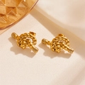Pendientes de tuerca de cuerda torcida dorada en acero inoxidable con diamantes - Dorado (G815)