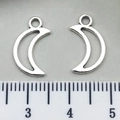 Silver crescent moon alloy pendant 1.5cm high with measurement scale detail - Moon Pendant 15x9mm