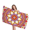Ethnic mandala patterned beach towel with vibrant purple and orange geometric design - Style 10