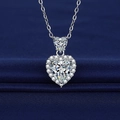 Elegant silver-plated necklace featuring double heart-shaped stones with halo setting - Ocean Heart White Diamond Necklace Xl-91