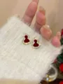 Elegant gold-framed red gourd earrings with pearls, perfect for festive winter styling - Chinese Retro Gourd Stud Earrings (37#) / Gold+Red