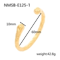 Detail view of gold textured stainless steel cuff with measurements and specifications - Textured Pattern (NMSB-E125-1)