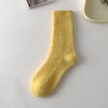 Bright yellow ribbed knit wool blend mid-calf socks for autumn and winter warmth - One Size / Tender Yellow