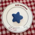 Blue plush star accessory 8cm royal blue faux rabbit fur ornament for DIY decor - Blue Star