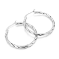 Elegant 30mm titanium steel twist hoop earrings with a polished silver finish for women - Twisted Texture Style / Silver (KE101092-KFC)
