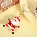 3D Santa Claus PVC keychain with festive red and white suit for Christmas gifts - Laughing Santa (Silver Keychain)