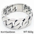 Extra wide 43mm silver cuban chain necklace in high polished 316L stainless steel - 410x43mm / Steel Color (KN288399-KJX)