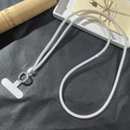 Détail de la chaîne de téléphone en strass argenté avec anneau et connecteur en T - Blanc