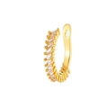 Χρυσό σκουλαρίκι ear cuff με ορθογώνιες διαφανείς πέτρες ζιργκόν και μεταλλικό φινίρισμα - Χρυσό Λευκό