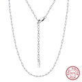 Minimalist S925 sterling silver paperclip chain necklace with adjustable length clasp - 35+5CM / Platinum