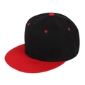 Cappellino da baseball a tesa piatta bicolore nero e rosso con occhielli traspiranti - Adulto (55-60cm) / Tesa rossa con parte superiore nera