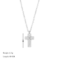 Zilveren kruishanger ketting met volledige zirkonia stenen van 15mm hoog en 40+5cm - Platina