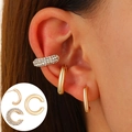Set de boucles d'oreilles dorées avec manchette en strass et deux créoles - Ensemble Boucles d'Oreilles Poignet d'Oreille Strass Or (12169) / Or