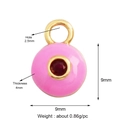 Rosafarbener Emaill-Anhänger mit rotem Edelstein und Gold-Finish 9mm Durchmesser - M651961 / Rosa