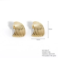 Golden 18K gold plated stainless steel ribbed hoop earrings measuring 19mm x 15mm - Ribbed C-Shape / Silver