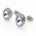 Sparkling silver stud earrings featuring round cubic zirconia in a filigree basket setting - White