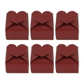 Dark red pearlescent paper candy boxes with heart-shaped seal in a 6-piece pack - Dark Red