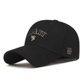 Classic black cotton baseball cap featuring white D&NY embroidery and curved brim style - Adjustable / Black