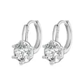 Eleganti orecchini a cerchio in argento S925 con zirconi scintillanti a sei griffe - Stile Zirconia Tonda a Sei Griffe (BSE941) / Argento 925