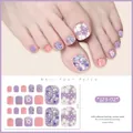 Sparkling pink and purple ice-transparent toenail patches with white floral glitter designs - Purple Pink Flower Rhinestone Style (J23-02) / 10.8*5.8cm