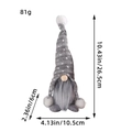 Gray Christmas gnome doll with polka dot knit hat and dimensions of 26.5 cm height - Gray