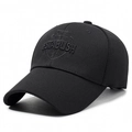 Black baseball cap with 3D embroidery featuring a structured crown and curved brim - Adjustable / Black with Black Embroidery