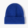 Royal blue ribbed knit beanie hat with a folded cuff for winter warmth and comfort - One Size / Sky Blue