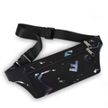 Versatile black sports waist bag with colorful pattern and adjustable strap for running - Black
