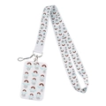 Rainbow and cloud print neck lanyard with ID card holder in white and blue fabric - Pink Blue Cloud Lanyard Case Set/YZ18-21