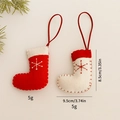 Mini felt Christmas stocking ornaments in red and white with snowflake embroidery details - Set A (2 Pieces)