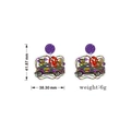 Detalle de medidas de los pendientes camión Mardi Gras, dimensiones 41,87 mm por 38,30 mm - Estilo de Camión Mardi Gras